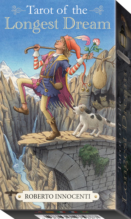 Tarot of the Longest Dream by Rachel Paul & Roberto Innocenti – a 78-card deck featuring detailed illustrations inspired by the Rider-Waite-Smith tradition, offering a surreal and dreamlike journey through the tarot archetypes.
