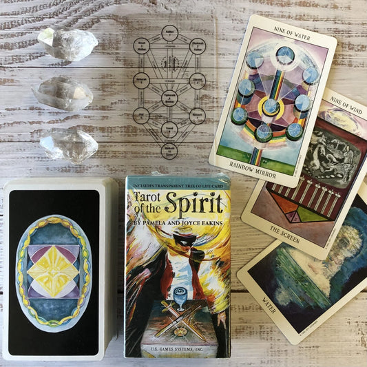 Tarot of the Spirit Deck by Pamela and Joyce Eakins – uplifting tarot deck focusing on spiritual growth and enlightenment.
