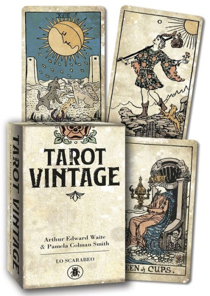 Tarot Vintage by Arthur Edward Waite, Pamela Colman Smith, and Sasha Graham – a nostalgic reimagining of the classic Rider-Waite-Smith deck with an antiqued finish and linen texture.
