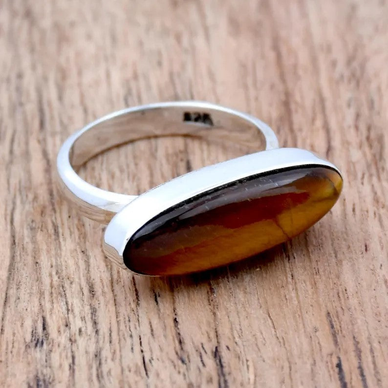 Tiger's Eye .925 Sterling Silver Ring Size 7
