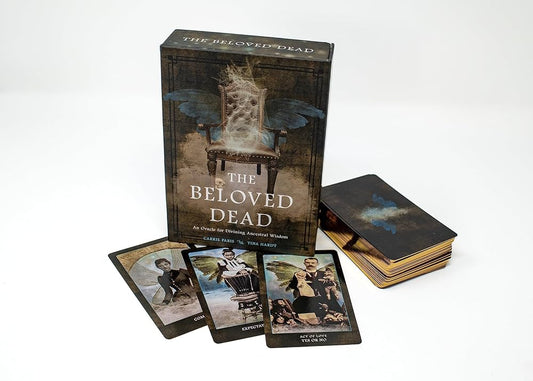 The Beloved Dead Oracle by Carrie Paris & Tina Hardt – A 82-card deck and 144-page guidebook featuring vintage photographs to connect with ancestral wisdom and spirit guides.
