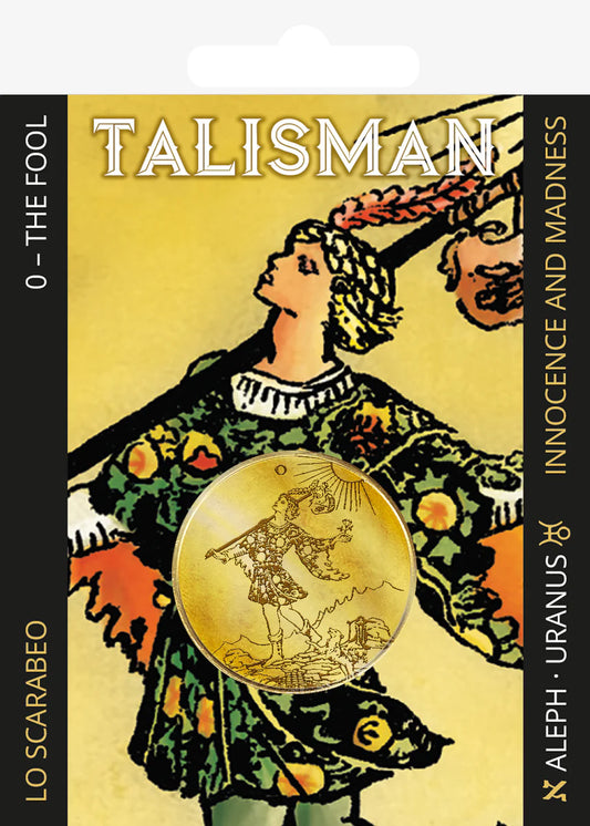 The Fool Tarot Talisman by Lo Scarabeo – a symbolic talisman embodying new beginnings, spontaneity, and spiritual potential.
