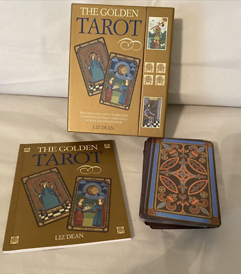 The Golden Tarot by Liz Dean – 78-card deck featuring Renaissance-inspired artwork and Golden Dawn symbolism, accompanied by a 64-page guidebook for intuitive readings.
