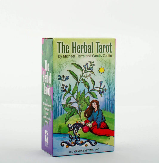 The Herbal Tarot by Michael Tierra & Candis Cantin – 78-card deck blending herbal wisdom with tarot symbolism, featuring botanical illustrations.
