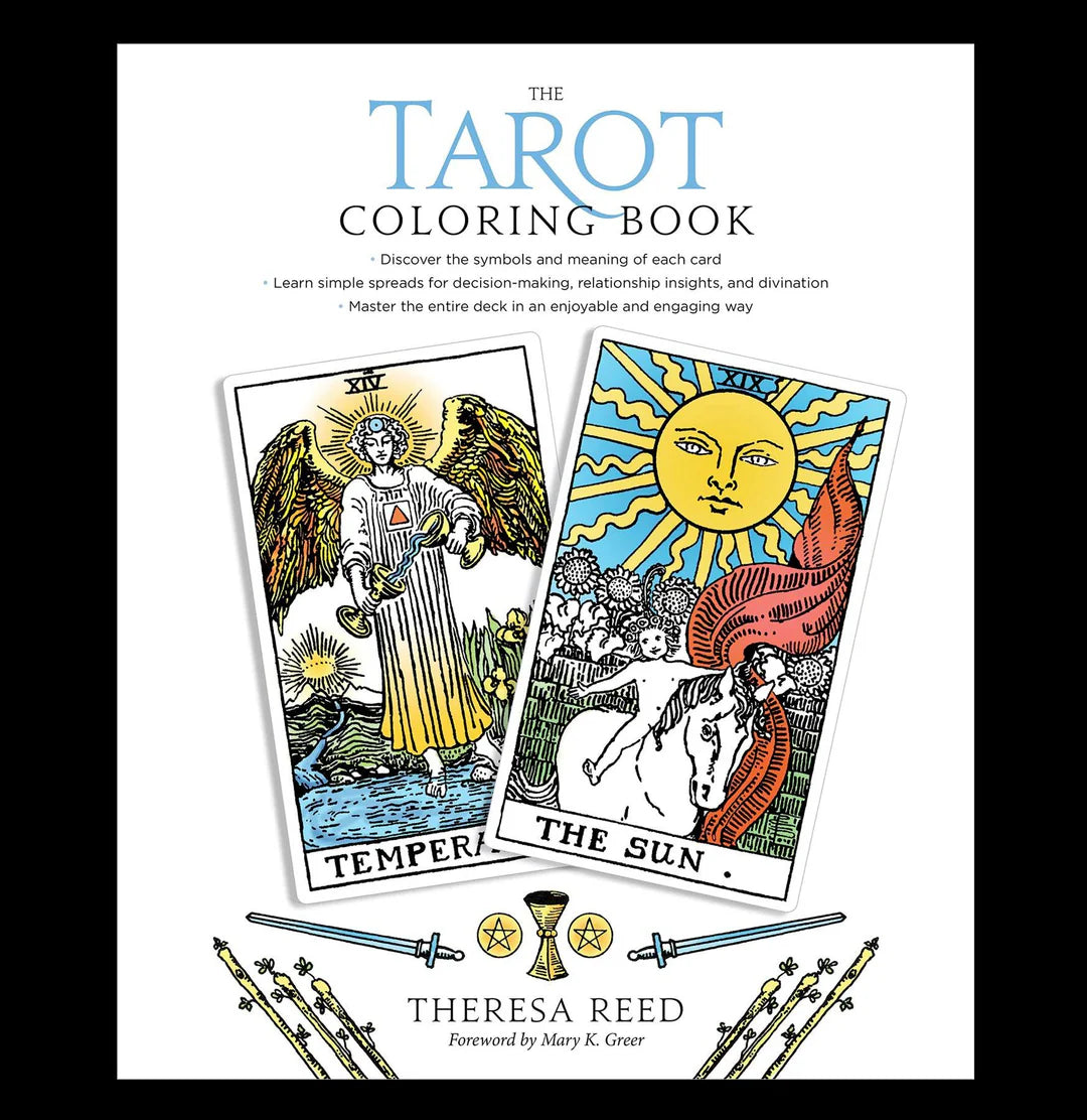 The Tarot Coloring Book by Theresa Reed – A 192-page guide featuring illustrations from the classic Rider-Waite deck, offering insights into the symbolism and meanings of all 78 Tarot cards.
