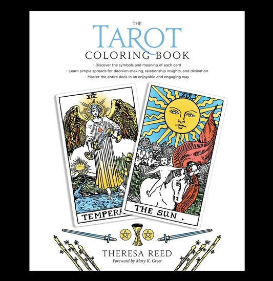 The Tarot Coloring Book by Theresa Reed – A 192-page guide featuring illustrations from the classic Rider-Waite deck, offering insights into the symbolism and meanings of all 78 Tarot cards.
