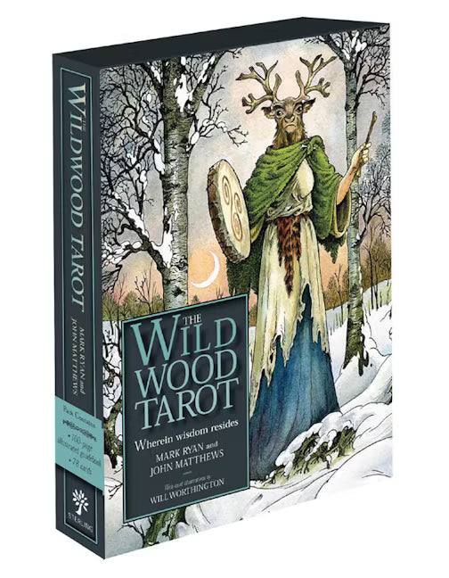 The Wildwood Tarot by Mark Ryan & John Matthews – A 78-card deck and 160-page guidebook featuring pre-Celtic mythology and shamanic archetypes, illustrated by Will Worthington.
