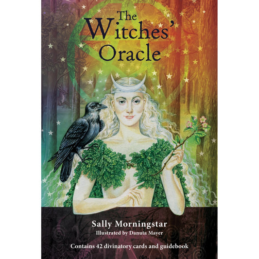The Witches' Oracle by Sally Morningstar & Danuta Mayer – 42-card divination deck featuring Wiccan symbols and archetypes, accompanied by a 128-page guidebook for intuitive readings and spiritual insight.
