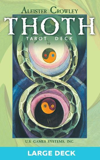 Thoth Tarot Deck (Large) by Aleister Crowley – a richly symbolic tarot deck painted by Lady Frieda Harris, featuring esoteric and mystical imagery.
