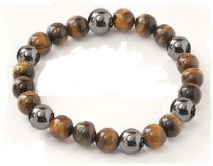 Tiger Eye With Magnetic Hematite 8MM Beaded Bracelets - Lucky Magnetic Hematite