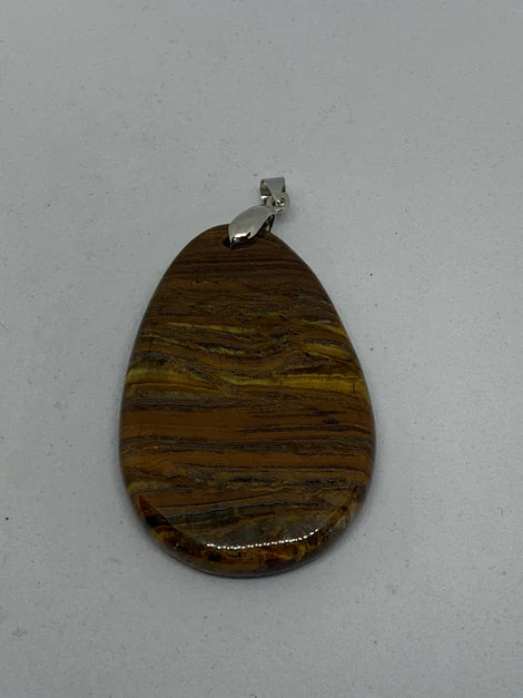Tiger Iron Rectangle / Teardrop Large Drilled Swivel Pendant