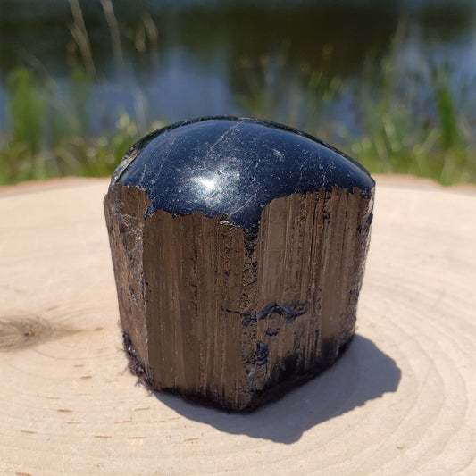 Black Tourmaline Top Polished Cut Base Rough