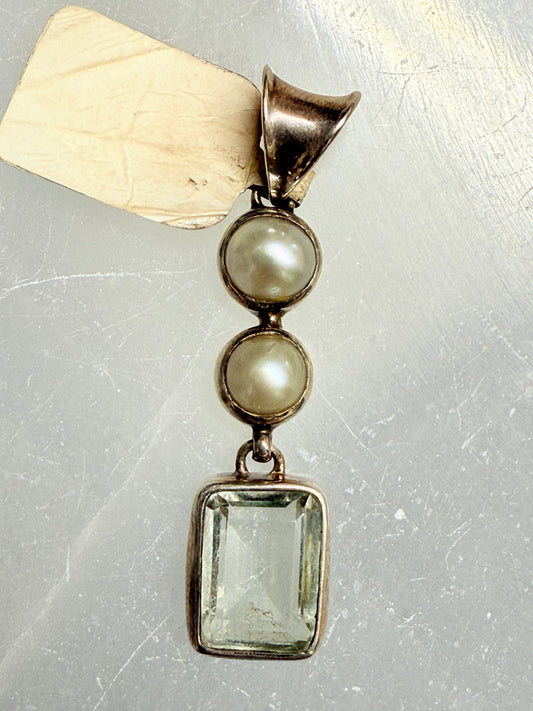 Topaz and Mother of Pearl Sterling Silver Pendant – elegant jewelry combining radiant topaz and lustrous mother of pearl symbolizing clarity and purity.
