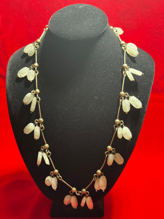 Tourmalinated Quartz Sterling Silver Necklace – unique necklace featuring clear quartz with black tourmaline inclusions symbolizing protection and clarity.
