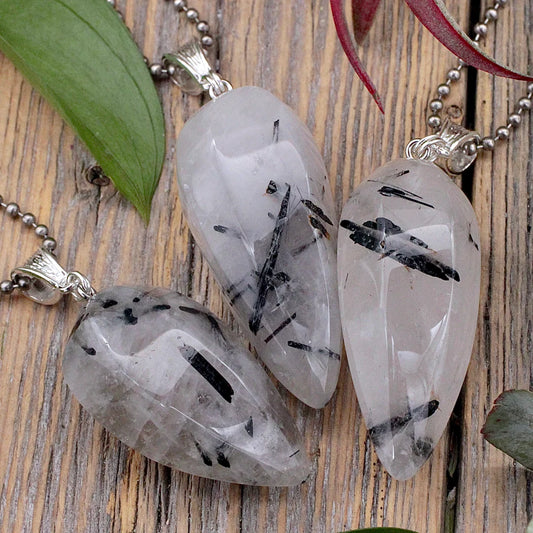 Tourmalinated Quartz Large Pendulum Shape Pendant