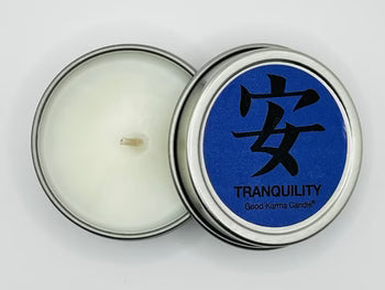 Tranquility Good Karma Scented Candle creating calm, peace, and soothing energy for relaxation and balance.
