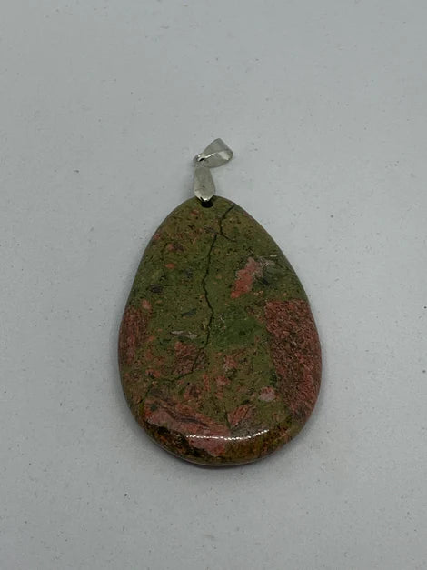 Unakite Jasper Teardrop Large Drilled Swivel Pendant