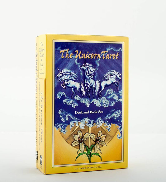 The Unicorn Tarot by Suzanne Star & Liz Hilton – enchanting tarot deck featuring whimsical unicorn illustrations, blending traditional symbolism with magical imagery for intuitive readings.
