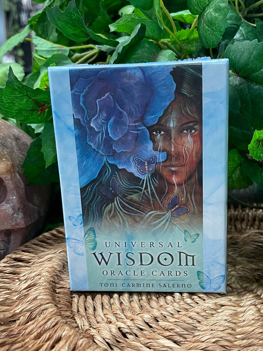 Universal Wisdom Oracle by Toni Carmine Salerno – a 52-card deck drawing universal insight, healing symbols, and spiritual guidance.
