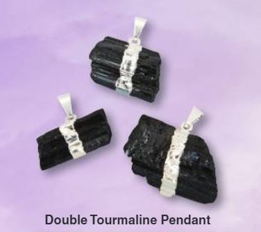 Natural Raw Tourmaline Double Pendant