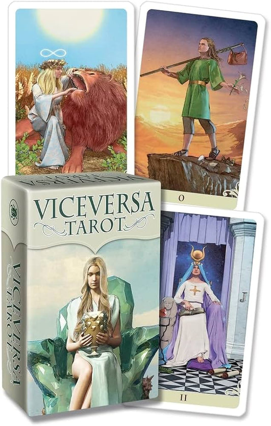 Vice Versa Tarot Mini by Filadoro & Corsi – a 78-card double-sided deck offering dual perspectives for enriched tarot readings.
