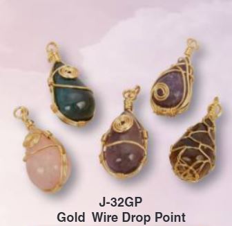Drop Shape Gold Plated Wire Wrapped Pendant