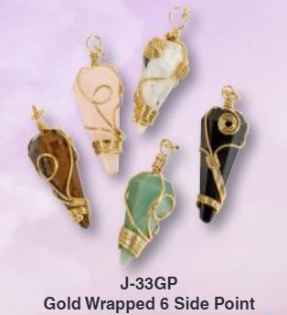 Gold Plated Point Pendulum Shape Wire Wrapped Pendant