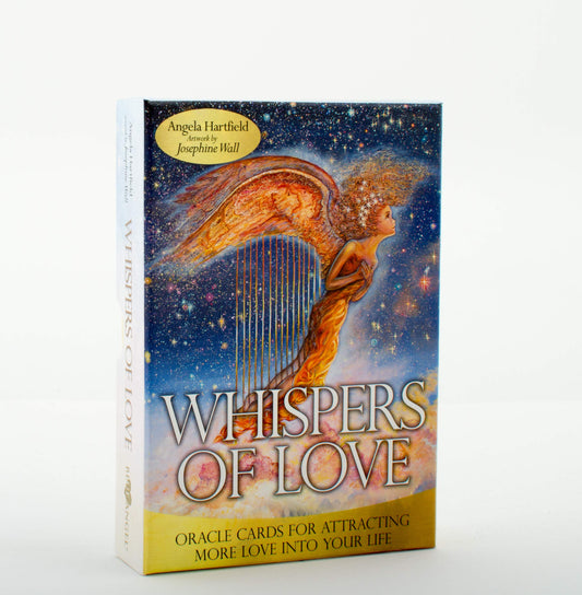 Whispers of Love Oracle Cards by Angela Hartfield – a gentle 44-card deck guiding the heart with love affirmations and intuitive wisdom.
