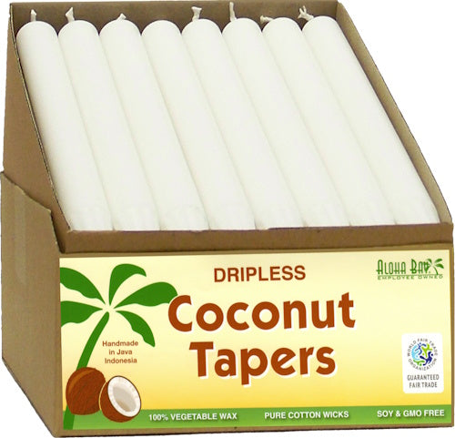 9" Coconut Taper Unscented Candle - White