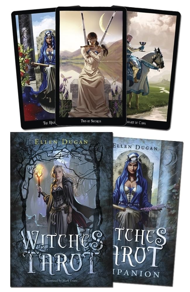 Witches Tarot Mini by Ellen Dugan & Mark Evans – a compact 78-card deck featuring vibrant artwork inspired by modern witchcraft, perfect for on-the-go readings.
