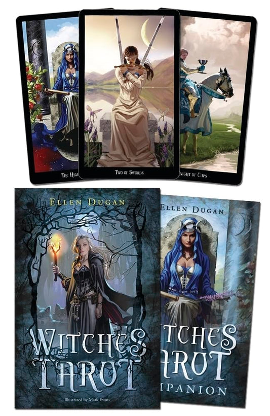 Witches Tarot Mini by Ellen Dugan & Mark Evans – a compact 78-card deck featuring vibrant artwork inspired by modern witchcraft, perfect for on-the-go readings.
