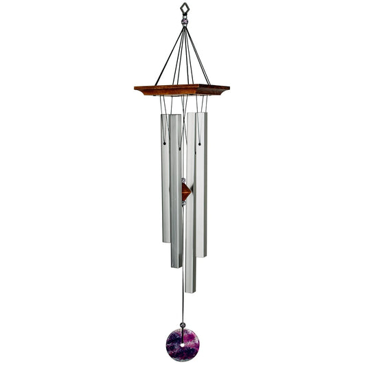 Woodstock Amethyst Chime – elegant wind chime with amethyst accents for tranquility, healing energy, and spiritual clarity.
