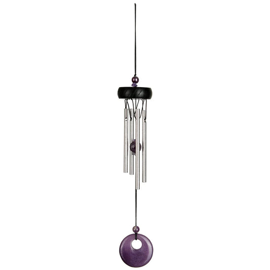Woodstock Chimes Amethyst Precious Stone Crystal Wind Chimes – soothing chimes with amethyst for protection, balance, and peace.
