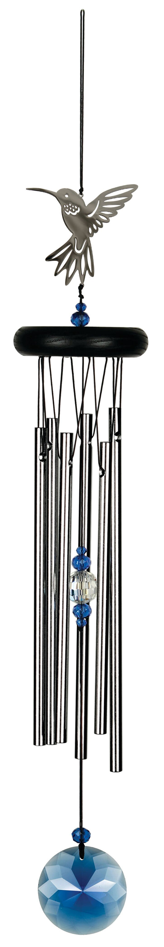 Woodstock Chimes Crystal Hummingbird Chimes – sparkling wind chimes with crystal accents and hummingbird design for joy.
