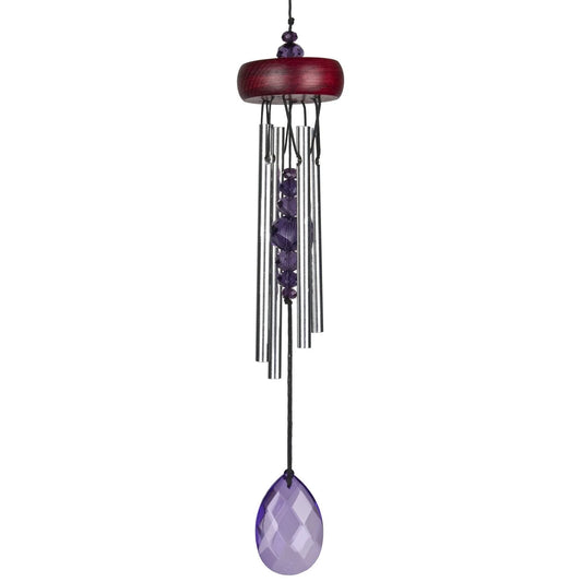 Woodstock Chimes Violet Gem Drop Crystal Wind Chimes – elegant chimes with violet crystals symbolizing spirituality and harmony.

