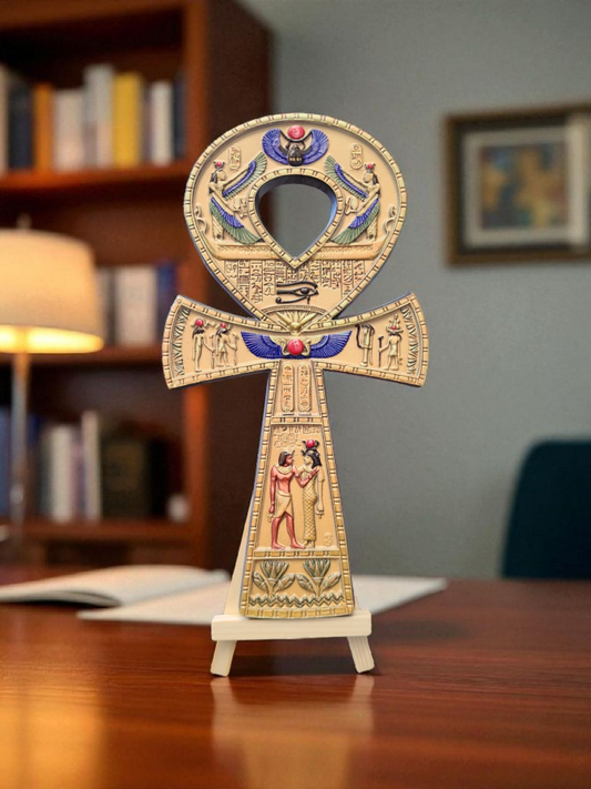 Ankh Symbol – 8" Gold Tone Resin with Free Easel Stand – Decorative Spiritual Display