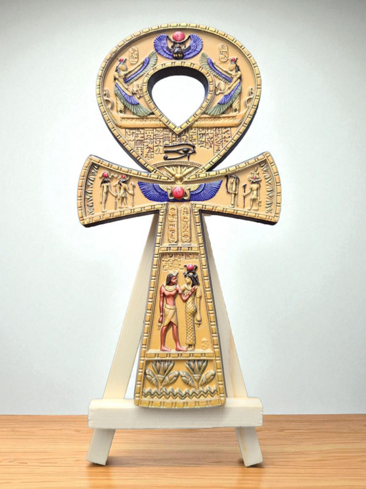 Ankh Symbol – 6" Resin with Gold Tones & Colors – Free-Standing Decorative Figurine