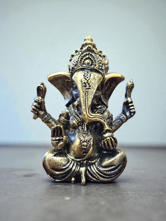 Ganesh Statue – Decorative Bronze Finish – 3.5"H x 2.75"W Resin Figurine Small