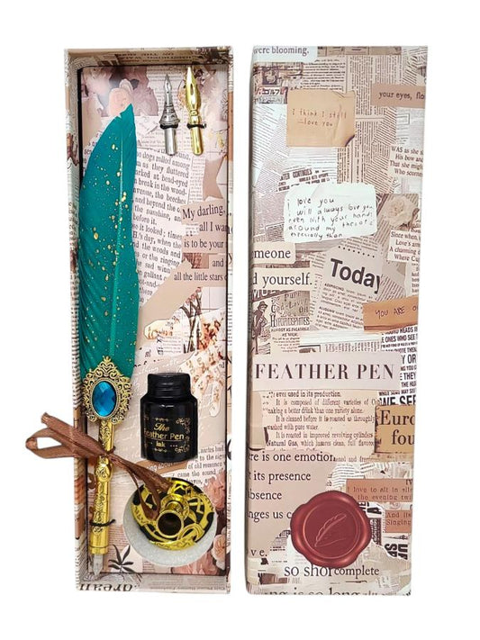 Feather Quill Pen Dip Set - Style 31 - Calligraphy kit at Namaste Bookshop near Union Square, NYC