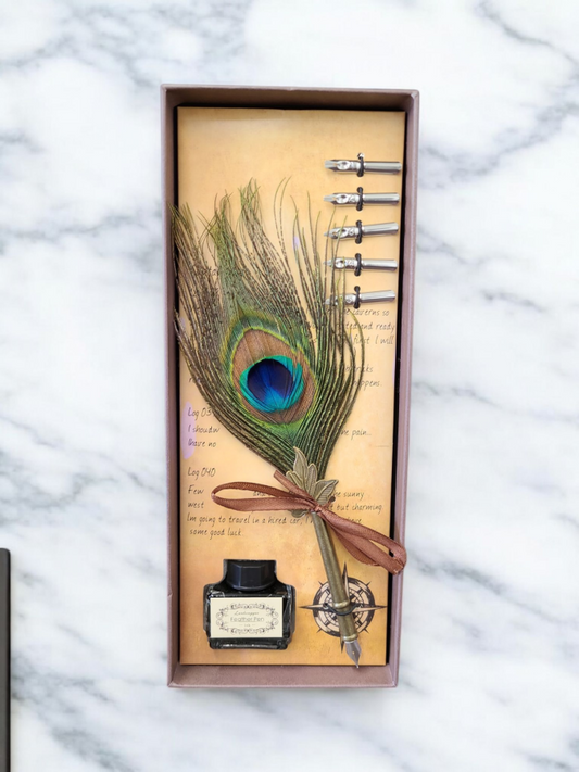 Feather Quill Pen Dip Set - Style 5 - Calligraphy Kit at Namaste Bookshop near Union Square, NYC