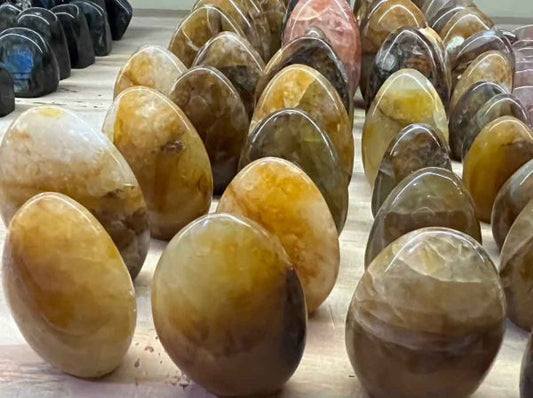 Yellow Hematoid Quartz Free Form Cut Base - Madagascar