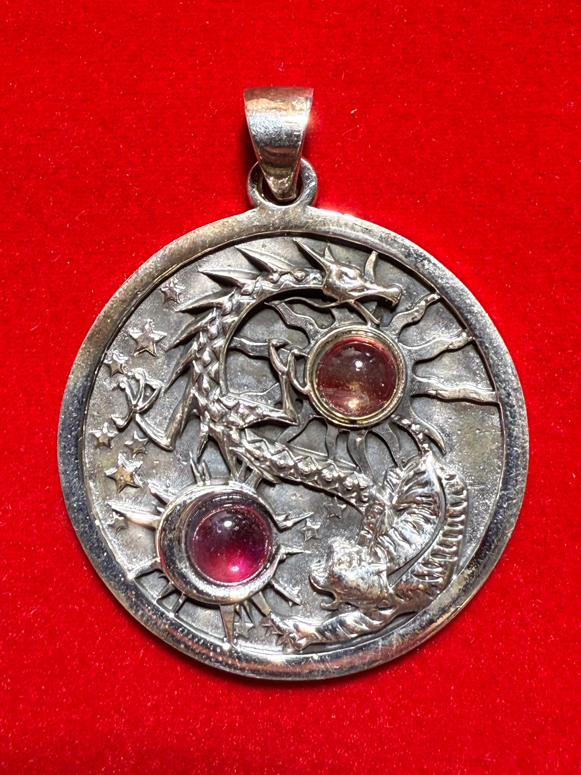 Yin Yang Dragon Stone Sterling Silver Pendant – unique silver jewelry featuring yin yang symbol and dragon stone representing balance and strength.
