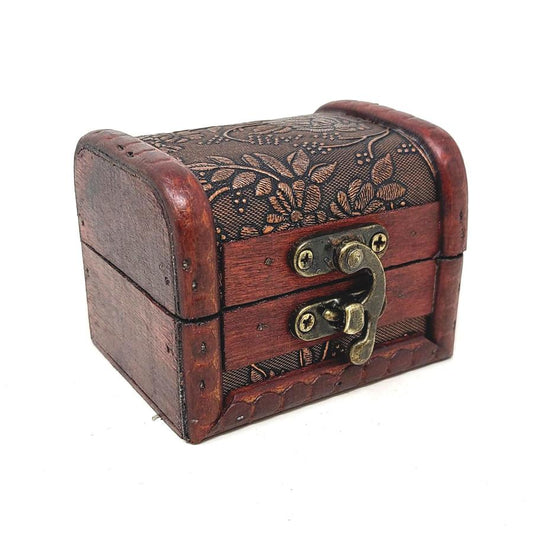 Antique Wooden Chest Storage Box Rosewood Color - Design B