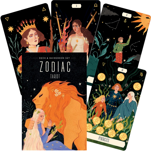 Zodiac Tarot Deck & Book Set by Lattari & Chávez – astrology‑based 78‑card tarot with full‑color guidebook for cosmic insight.
